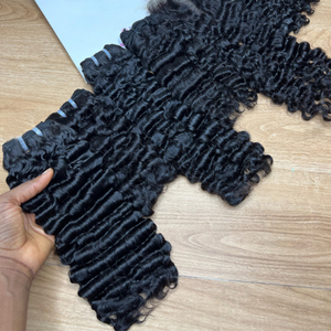 Extensions de cheveux humains en vrac, bruts, bouclés et ondulés, non-Remy, à <span class=keywords><strong>double</strong></span> trame, fabriquées à la machine, origine Cambodge - Product Image 3