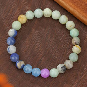 JD 8mm élastique bleu terre perles Bracelet pierre naturelle cristal 10 planètes pierre précieuse ronde huit perles Bracelet pour les vacances des hommes - Product Image 4
