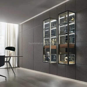 Современный минималистский роскошный модульный металлический алюминиевый настенный шкаф с системой освещения для гостиной спальни - Product Image 2