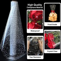 Film d'emballage cadeau en cellophane OPP floral transparent extra large personnalisé papier d'emballage design étanche à pois bouquet pour fleuriste