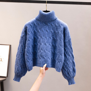 Suéter grueso de <span class=keywords><strong>cuello</strong></span> <span class=keywords><strong>alto</strong></span> para <span class=keywords><strong>mujer</strong></span>, suéter acrílico de punto, cálido, de invierno, con Color personalizado, venta al por mayor - Product Image 6