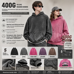เสื้อฮู้ดดี้วินเทจแบบฟอกสี เสื้อฮู้ดดี้แบบสวมหัว สตรีทแวร์ยูนิเซ็กส์ สไตล์เรโทร ลุคซีดจาง สำหรับผู้ชายและผู้หญิง - Product Image 1