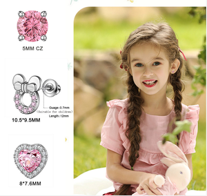 8 Paar Hypoallergene Roestvrijstalen Oorknopjes Hart Cz Kleine Vlinder Kinderen Zomer Feest Lichaam Zirkoon Perfect Cadeau Voor - Product Image 2