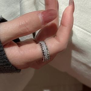 Bague en argent sterling S925, style médiéval vintage, micro-zircon, simple, basique, incrustée, tressée, avec bijoux légers, ensemble de torsades de pâte frite - Product Image 3