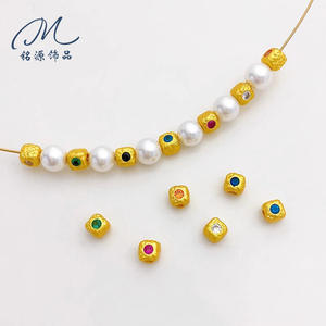 Bracelet en or sablé de style ancien incrusté de zircon, motif cœur martelé, perles de <span class=keywords><strong>sucre</strong></span> et perles libres - Product Image 4