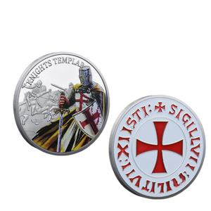Templare <span class=keywords><strong>cavalieri</strong></span> sfida monete oro <span class=keywords><strong>argento</strong></span> placcato in metallo Samurai distintivi per souvenir e regali - Product Image 4