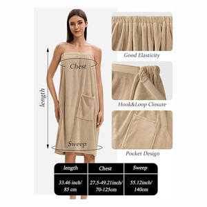Custom logo Factory Wholesale Coral Velvet <strong>Velcro</strong> Thickened Dress Simple Soft Bath <strong>Towel</strong> Beauty Chest <strong>Wrap</strong> Bath Skirt for Women - Product Image 2