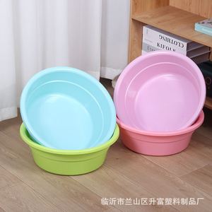 Bassine en plastique épaissi, ronde, couleurs mélangées, facile à nettoyer, pour la lessive domestique et l'utilisation en dortoir étudiant - Product Image 4