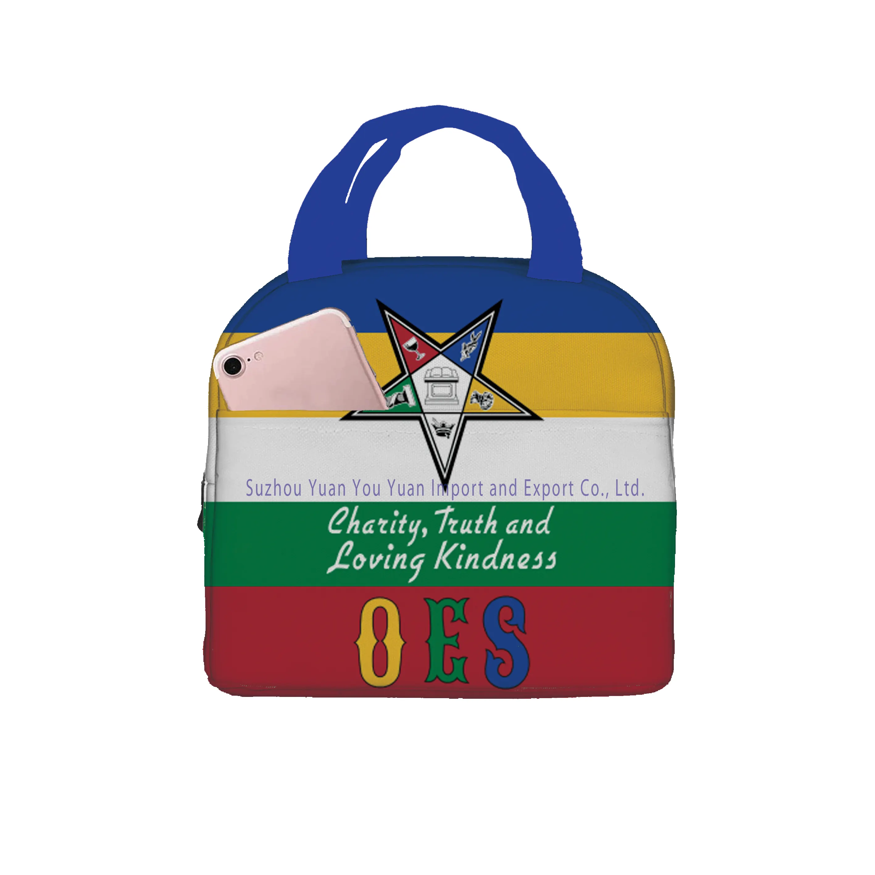 Custom 600D Oxford Material lunch bag Greek Letters OES bags for food