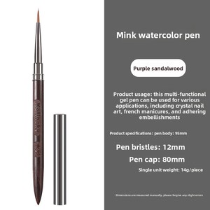 Japanese Sandalwood Handle Mink Hair Nail Art Brush <b>Set</b> for Watercolor Gel Painting Salon Manicure - Product Image 3