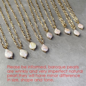 Chaîne gourmette pas cher bon <span class=keywords><strong>prix</strong></span> pendentif personnalisé collier de perles d'eau douce <span class=keywords><strong>316L</strong></span> or 14K acier inoxydable - Product Image 4