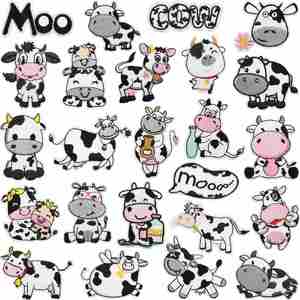 Patch brodé thermocollant mignon de vaches laitières pour décoration ou cadeau - Product Image 1