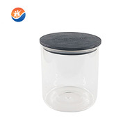 Vielzahl von bleifreien High Boro silikat glas Vorrats glas Lebensmittel glas mit schwarzem Holzdeckel