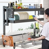 Égouttoir de cuisine OEM pour évier et comptoir, multifonctionnel, double couche, organisateur de rangement pour bols, assiettes et baguettes