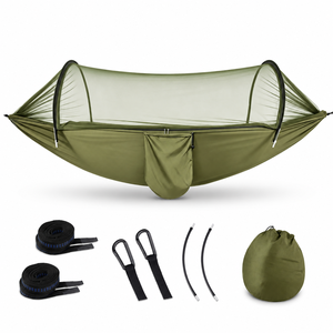 <span class=keywords><strong>Hamac</strong></span> de camping personnalisé en nylon 70D avec moustiquaire et poteaux en arche pour dormir en extérieur - Product Image 1