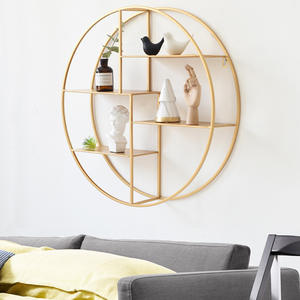 Estante de Metal de pared de hierro nórdico, estante de almacenamiento Simple, multifuncional, redondo, dorado, para restaurante - Product Image 4