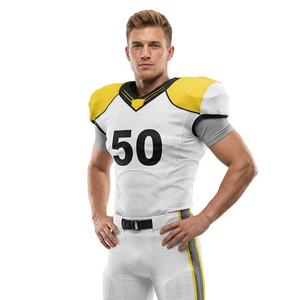<b>White</b> Sleeveless American Football Jersey With Number 50 V-Neck Moisture Wicking Polyester Uniform For <b>Men</b> Adult Fitted Style - Product Image 3