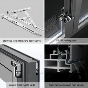 <strong>2026</strong> CE Certified <strong>Aluminium</strong> Frame Casement Window Hurricane Proof Sound Insulated Tilt Turn Aluminum Windows - Product Image 4
