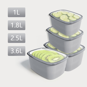 Rectangular <b>Plastic</b> Food Storage <b>Containers</b> Fridge Organizer Bins with Lids for Fruits Vegetables Kitchen Preservation - Product Image 4