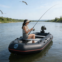 Bateau de pêche gonflable en PVC Hailebao, moteur électrique/essence 4HP, capacité 5 personnes, pour la dérive, le surf, les lacs, les rivières, noir