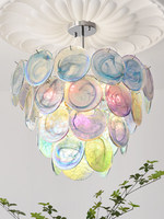 Lustre vintage en verre coloré de Murano, style ligne de pêche, en fer et verre, avec éclairage LED, pour salon, chambre et salle à manger