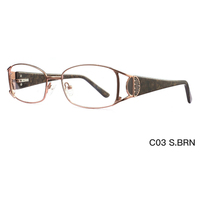 Monturas de Gafas Metálicas de Aro Completo FEROCE para Mujer, Monturas Ópticas Rectangulares de Diseño con Patillas Decorativas de Malla TTW-8006
