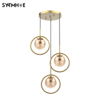 Lustres suspendus en verre pour chambre à coucher Lampes suspendues UL AC 85-265V Boule grise ambre Éclairage nordique pour salle à manger et îlot de cuisine