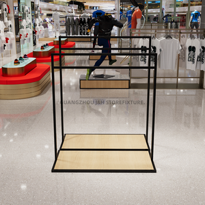 Estante de exhibición de tienda de ropa deportiva diseño de tienda de deportes al por menor decoración giratoria hermosa ropa deportiva estante Stock desmontable negro - Product Image 4