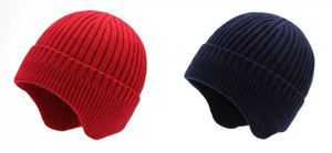 Custom Embroidered Logo 100% Acrylic Knitted Winter Ear Flaps Warm Hat <b>Wool</b> Knit Beanie Cap With Earflap - Product Image 2