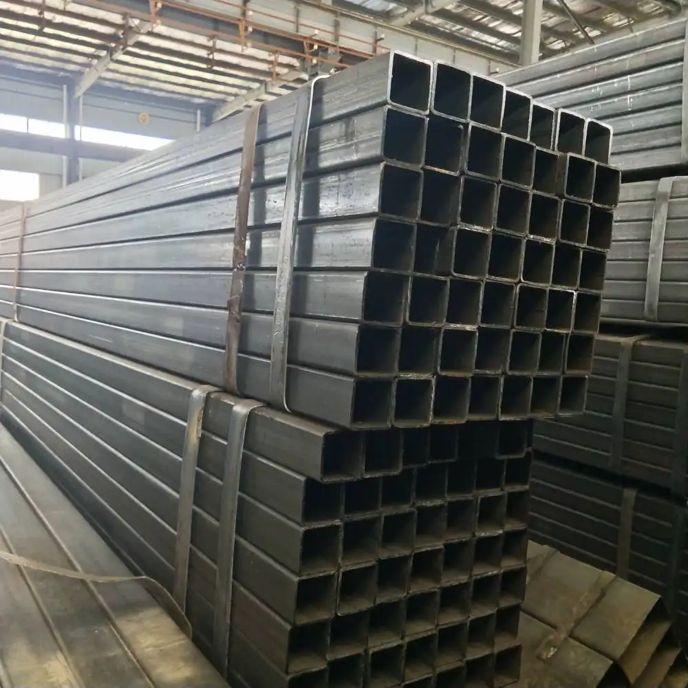 Di alta qualità nero quadrato tubo di ferro rettangolare saldato tubi quadrati in acciaio zincato per la costruzione