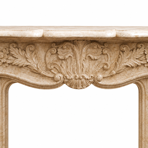 Traditional Marble <b>Fireplace</b> Mantel With Ornate Carving Galala Beige marble Stone Indoor Wood Burning Hearth For Dining - Product Image 3