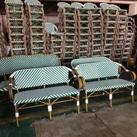 Chaises longues en rotin commerciales pas chères, chaise en aluminium, canapé de café, imperméable, style français, pour toutes les saisons, pour restaurant, boutique, bar