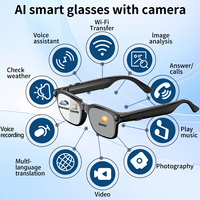Lunettes Intelligentes avec Caméra, Lunettes de Traduction, Lunettes Intelligentes IA avec Caméra, Enregistrement Vidéo et Audio 1080P