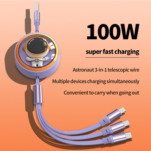 100W siêu nhanh sạc 3 trong 1 có thể thu vào cáp dữ liệu di động, thích hợp cho iPhone/<span class=keywords><strong>Android</strong></span>/TypeC, Bán buôn sạc cáp - Product Image 2