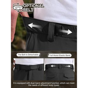 Pantalon de randonnée convertible pour homme, léger, à séchage rapide, avec fermeture éclair, pour la pêche, avec ceinture, noir, 40W - Product Image 6