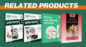 Papel de Calcomanía <span class=keywords><strong>para</strong></span> Impresora de Inyección de Tinta, 10 Hojas Transparentes/10 Hojas Blancas, 20 Hojas Tamaño A4, Papel Imprimible <span class=keywords><strong>para</strong></span> Transferencia por Agua - Product Image 6