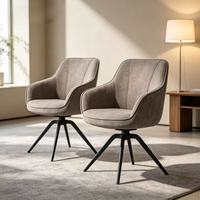 Chaise de salle à manger contemporaine en tissu rembourré avec accoudoirs ailés, design cousu, pieds en métal pour la maison, le bureau, la salle à manger, la villa, la maison d'hôtes