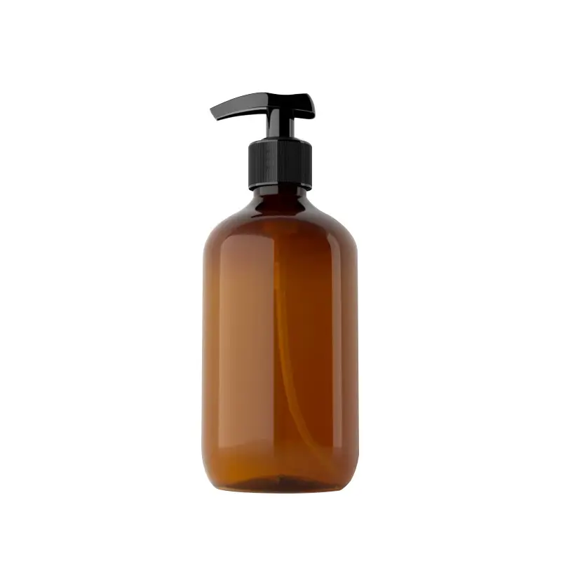 Empty Amber Green 300ml 500ml PET Plastic Shampoo Shower Gel Lotion Pump Bottles