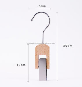 Benutzer definierte Logo Haar verlängerung Kleiderbügel Einzel clip mit Metall haken Schal Hut Kleiderbügel Einfache Holz Single Clip Kleiderbügel für Kleidung - Product Image 3