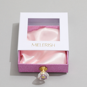 Boîte à bijoux carrée personnalisée avec logo, tiroir coulissant, emballage en carton, collier avec poignée en cristal, boîte d'emballage avec fenêtre - Product Image 3