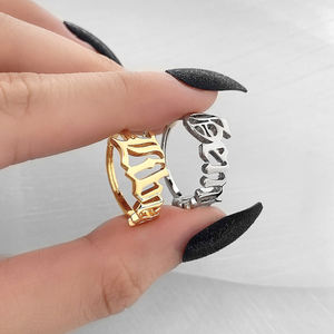 Bague ouverte réglable en plaqué or 18 carats personnalisée Bague pour femme 12 signes du zodiaque Bague pour <span class=keywords><strong>horoscope</strong></span> étanche avec lettres anglaises anciennes - Product Image 4