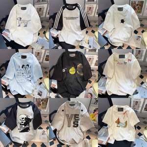 Camiseta Vintage de Verano, Informal, Holgada, de Manga Corta, Talla Grande, con Estampado de Letras y Parches, Transpirable, 100% Algodón, Venta al Por Mayor - Product Image 2