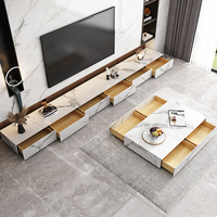 Meubles de Foshan, tables basses modernes en pierre frittée, ensemble de tables basses carrées en bois de luxe, ensemble de tables basses italiennes et de meuble TV en bouleau