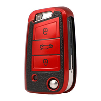 Funda Protectora de TPU con Textura de Cuero para Llave de Coche Volkswagen Tiguan L Lavida Plus Golf 7 Polo Skoda VW, Llavero, Bolsa para Llaves