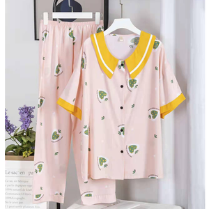 Pigiama <span class=keywords><strong>da</strong></span> donna in <span class=keywords><strong>cotone</strong></span> con motivo a cartoni animati Set di indumenti <span class=keywords><strong>da</strong></span> <span class=keywords><strong>notte</strong></span> personalizzati <span class=keywords><strong>da</strong></span> donna a girocollo a girocollo a maniche corte - Product Image 4
