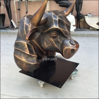 Escultura Abstracta Moderna de Cabeza de Toro en Acero Inoxidable 304/316 Pintado, Arte Animal, Escultura Metálica Personalizada, Tamaño a Medida