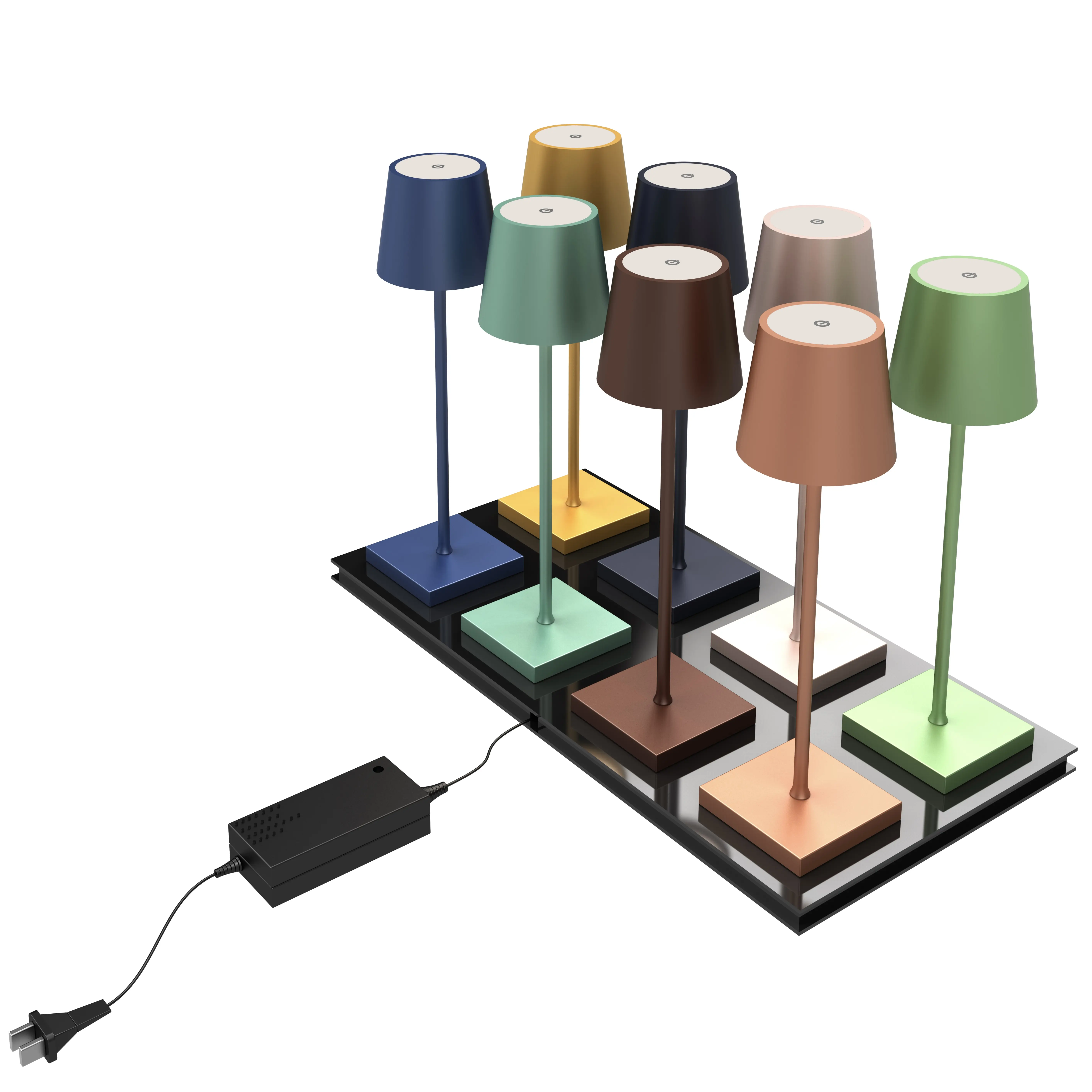 Lampu meja Led tanpa kabel, cahaya samping tempat tidur mewah Modern, kontak nirkabel, dasar pengisian daya, baterai sentuh, dapat diisi ulang tanpa kabel