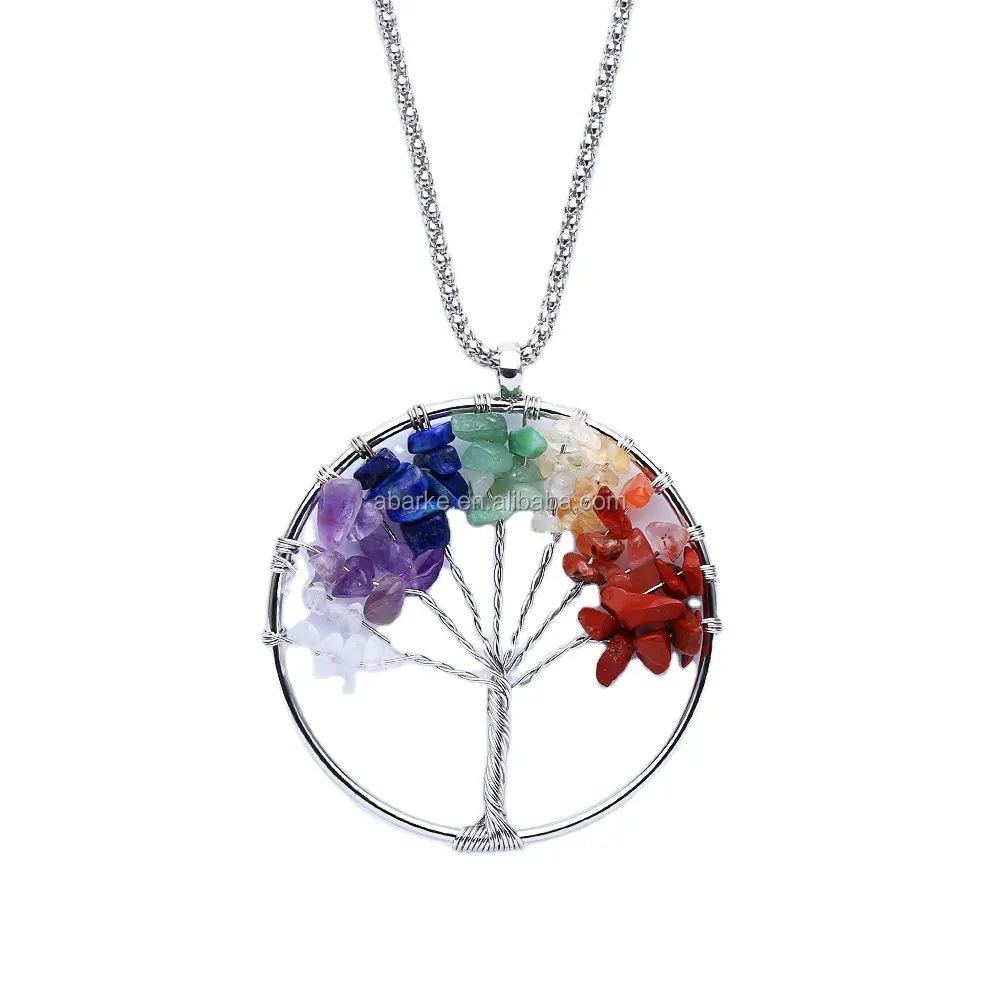 Hermoso árbol de la vida collar de cristal colgante Árbol de la vida
