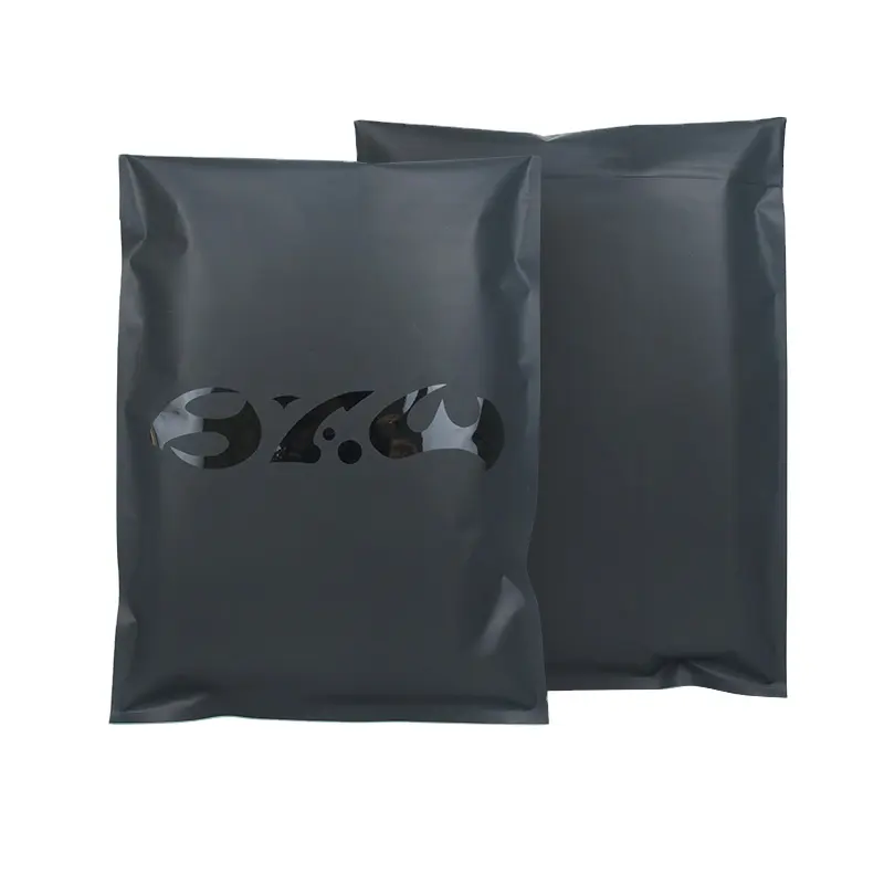 UV Spot noir polymail Logo personnalisé imprimé Express plastique réutilisable deux bandes colle sac d'expédition 10x13 ''sac d'expédition