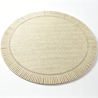 Set de table rond en cuir imprimé Meida, tressé et frangé, style bohème, fait main, imperméable, résistant à la chaleur, vente en gros, direct usine